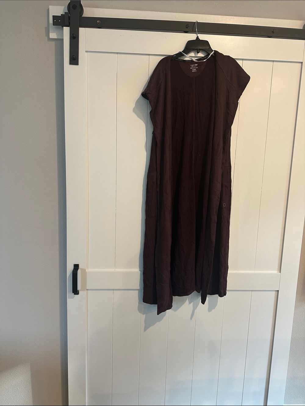 Calvin Klein Dark Burgundy Short Sleeve hoodie/ cardigan.